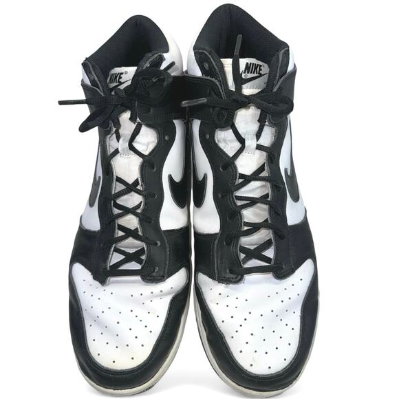 Nike Dunk High Top Retro “Panda” Black White Leather Basketball Shoes men sz 13 - Picture 3 of 8